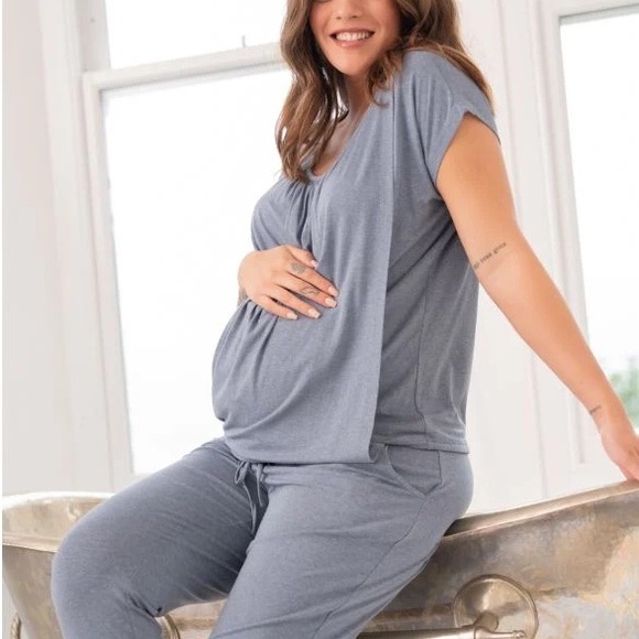 Ultra-Soft Blue Maternity & Nursing Loungewear Set - Picture 1 of 3